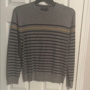 Banana Republic Gray Sweater with Gold and Black Stripes